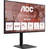 AOC Monitor Q32E4U da 31,5 pollici WQHD 100 Hz, pannello IPS, GtG 4 ms, Adaptive Sync, modalità HDR, regolazione altezza, altoparlanti, (2560x1440 HDMI 2x DP 1.4 Hub USB 1.4) Nero