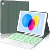 WINCHKING Tastiera per iPad A16 11/10 Generazione (2025/2022) con Touchpad, Cover con Tastiera per iPad 11 Gen 11 Pollici/10 Gen 10.9 Pollici, Bluetooth Magnetica Retroilluminazione QWERTY Keyboard, Verde
