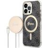 CG MOBILE Guess Bundle GUBPP13LH4EACSK - Custodia e caricatore per iPhone 13 Pro, colore: Nero