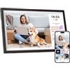 BYYBUO Cornice per foto digitale WiFi da 15,6 pollici, 1366 x 768 IPS Touchscreen, cornice digitale 32G noce marrone, condividere foto o video tramite l'app Frameo 2023