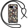 Xylota Cover Cordino per Google Pixel 9a 5G, Aesthetic Fiori Disegni Custodia con Corda Collana Tracolla Laccio, Ultra Sottile Silicone Morbido TPU Bumper Antiurto Protettiva Case, Nero