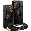HomiTunky Custodia con Collana per Huawei P30 Pro, Cover Donna Cuore amore con Cordino, Case con Laccio Tracolla Elettrolitico TPU Cover con Collana per Huawei P30 Pro,Nero