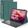 WINCHKING Custodia Tastiera per Lenovo Tab P12 12.7 2023, Cover con Italiano Magnetica Bluetooth Retroilluminata Tastiera per Lenovo P12 Tablet 12.7 pollici (TB370FU), Verde Scuro
