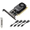 hp Nvidia Quadro P620 - Scheda grafica da 2 GB (512 core CUDA, GDDR5, 128 bit, PCI Express x16 3.0), con cavi da x4 mDP a DP, staffe ad alto e basso profilo, 3ME25AA, in confezione semplice