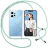 ISOI Cover con Cordino per Xiaomi Redmi Note 12 4G, Custodia Trasparente con Collana Tracolla Laccio Collo Ultra Sottile Morbido TPU Silicone Antiurto AntiGraffio Antiscivolo Case, Verde