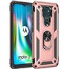 SORAKA Custodia per Motorola Moto E7 Plus con anello Custodia Motorola Moto G9 Play Paraurti morbido in TPU Copertura rigida in PC con piastra metallica per il supporto magnetico per auto