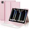 WINCHKING Custodia Tastiera per iPad Pro 13 M5 2025/M4 2024 con Touchpad, Cover Bluetooth Magnetica Retroilluminata Tastiera per iPad Pro 13 Pollici (M5/M4, 2025/2024), QWERTY Italiano, Rosa