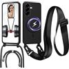 FERLAN Cover con Cordino per Samsung Galaxy S26 Cover Magnetica, Cover in Silicone TPU Morbido Corda Collana Necklace Regolabile Stylish con Catena Ultra Sottile Case, Nero