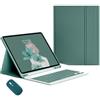 Generic kuaijiexiaopu Custodia in pelle PU+TPU con supporto e slot for penna, cover con tastiera staccabile compatibile con Samsung Galaxy Tab A8 10.5 pollici X200/X205(Dark+Green+Keyboard+Mouse)