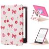 MoKo Custodia Girevole a 360° per 7 eBook Reader 12a Gen 2024, Retro Trasparente Staccabile Magnetica Regolabile con Auto Wake/Sleep, Non compatibile con TCL Remarkable Kobo, Fiocco con Ciliegie