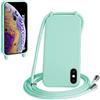 WenBaby Cover Compatible con iPhone XS Max,Cellulare Girocollo Custodia con Cordino TPU Corda Silicone Case Bumper per iPhone XS Max Custodia, Verde menta piperita