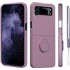 YOLMFOEV Custodia per Samsung Z Flip 4, con supporto ad anello a 360°, in silicone, supporto magnetico per auto con catena a nastro, per Samsung Flip 4 (viola)