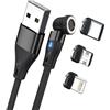 Realpower MagneticCharge3 - Cavo di ricarica magnetico, 20 cm, 3 A, ricarica rapida, USB C/Lightning/Micro USB, per smartphone/tablet/laptop