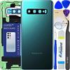 LUVSS Coperchio Copribatteria Scocca Vetro Posteriore Imposta per Samsung Galaxy S10+ Plus SM-G975F/DS (Verde)