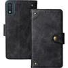 Dingshengk Nero Retro Vera Pelle Case per BRONDI Midnight Sky 6 Custodia Caso Premium Leather Cover Flip Guscio Protettiva Copertina Portafoglio Magnetico Anti Urto e Anti Graffi