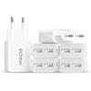 SCHITEC Caricatore USB, confezione da 6 unità con 2 porte 5V/2.1A ciascuna. Adattatore da viaggio portatile per iPhone 12, 11, 8, per Samsung Galaxy, Huawei, Xiaomi e altri. Colore bianco.