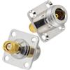 Vecys 2 Pezzi N Femmina a SMA Maschio Montaggio a Pannello a 4 Fori Connettore 50 Ohm N a SMA Adattatore Coassiale RF 4 Fori Flangia Pannello Montaggio su Telaio per Cavo Coassiale Antenna Radio