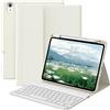 GKABXY Custodia con tastiera per iPad A16 11 generazione 2025/10 generazione 2022(11/10.9 pollici)-H (bianco crema)