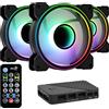 Aerocool Mirage PC Case Fan - 12 Pro, 3 x ARGB Translucent Fans 120mm, 1 x H66F RGB Hub, Infinity Mirror Design, Includes 6-pin connector, Remote Control, Curved Blades and Anti-Vibration Pads, Black