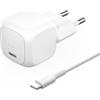 Belkin BoostCharge Caricabatteria da parete compatto da 20 W, ricarica rapida USB-C Power Delivery per Apple iPhone 16, Samsung Galaxy S25, iPad, AirPods e altri, cavo da USB-C a C incluso, bianco