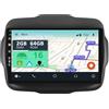 YUNTX Android 14 2 Din Autoradio per Jeep Renegade(2015-2018)-9 pollice Touch Screen-Gratuiti Camera-Support DAB/Bluetooth 5.0/CarPlay/WiFi/Controllo del volante/Mirror-Link/WiFi/USB/4G
