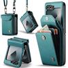 ASAPDOS Custodia a tracolla compatibile con Samsung Galaxy Z Flip 6/Z Flip 7 FE, custodia a portafoglio retrò con cinturino in pelle PU con chiusura magnetica e porta carte di credito, per uomini e