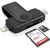 Ardaddyn Lettore di Schede SD, USB C e Lightning Card Reader per iPhone 16/15/iPad/Apple/Android, Lettore Schede per Micro SD/SD/TF/microSDHC/microSDXC/SD/SDHC/SHXC/MMC(Leggere 2 carte contemporaneamente)