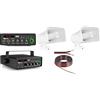 PROSTORE ITALY Kit Audio Megafono Filodiffusione all'Aperto Funzionamento 12 V e 220 V con 2 Altoparlanti con Amplificatore Bluetooth per Esterno Mezzi di Trasporto