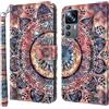 BLOTECH 12T Pro/12T 5G Custodia Flip Cover Funzione Stand e Chiusura 3D Pittura Colorata Magnetica Custodia di Libro di Finta Stile Vani di Carte Portafoglio per Xiaomi 12T Pro/Xiaomi 12T 5G,Mandala colorato