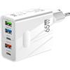 Genérico Presa Caricabatterie Da Parete Tipo C, Presa Di Caricatore Del Telefono Cellulare A Ricarica Rapida Multiporta 65 W, Adattatore Di Corrente Da Viaggio Per Tablet, Console Di Gioco E Smartphone