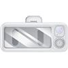 LVYXON Supporto impermeabile per telefono da doccia con altoparlante Bluetooth, custodia touch screen per bagno, montaggio a parete ad angolo regolabile, batteria da 800 mAh, ricarica di tipo C (bianco)