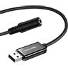 DUKABEL Adattatore USB per cuffie, adattatore da USB a Aux con jack TRRS a 4 poli, USB supportato da microfono a scheda audio esterna da 3,5 mm per PC, PS4, PS5 e altro [9,8 pollici]