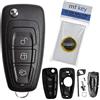 mt key Custodia sostitutiva per telecomando auto chiave Ford Carter con 3 pulsanti + Coperchio + batteria HU101 per Ford Transit Focus III Galaxy II Fiesta VI