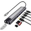 YARCHONN USB C Hub Type-C Docking Station 8 in 1 Adattatore multiporta Tipo C a RJ45 Ethernet 87W PD Ricarica USB3.0 USB2.0 HDMI SD/TF Lettore di schede Type-C Porte dati per laptop
