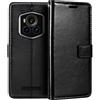 Shantime Custodia portafoglio in pelle per Fossibot F107 Pro - Nero | 6.95 Custodia flip magnetica in stile business con fessure per carte, cornice per foto e portafoglio nascosto