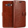 Shantime Custodia Portafoglio in Pelle PU Compatibile con Samsung Galaxy J7 2016, Cover con Chiusura Magnetica, Tasche per Carte e Funzione Stand (Marrone)