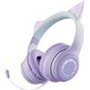 Generic Cuffie wireless con orecchie di gatto, pieghevoli, con microfono e controllo del volume, eleganti cuffie stereo per ragazze e donne, perfette per smartphone e