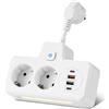 Remingtape Presa EU Presa Multipla Presa A Muro Spina di Espansione PD QC3.0 Ricarica Rapida Multitap Carica USB con Interruttori () Durevole Facile da Usare