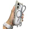 Emlivi - Custodia magnetica per iPhone 16 Pro Max, Cover trasparente con magnete e braccialetto, Kawaii 3D con orecchie di gatto e catena, morbida cover in TPU con paraurti, custodia chiara per iPhone