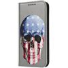 Mixroom - Custodia Cover Case a Libro per Samsung Galaxy A13 4G / 5G / A04S con Stand in Ecopelle Chiusura Magnetica Portafoglio Parte Interna in TPU Morbida Fantasia Teschio USA C47
