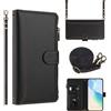 Ymyhyuxi Custodie a portafoglio in pelle per Samsung Galaxy A30S custodia da lavoro portafoglio porta carte di credito borsa per telefono a doppio strato con cordino (nero)
