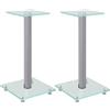 vidaXL Pedane Casse 2pz Argento Vetro Temperato Design a 1 Pilastro, pedana per Casse, Supporto per Speaker, Supporto per Monitor, Supporto per Casse