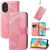 JIUNINE Cover per OPPO A38 4G / OPPO A18 4G, Custodia Interno TPU Antiurto Portafoglio con Disegni di Farfalla [Carta Fessura] [Supporto Stand] Cover Libro in PU Pelle per OPPO A38 4G, Rosa