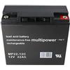 Multipower MP22-12C - Batteria al piombo con sistema a incastro, attacco a vite M6