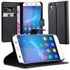 Cadorabo Custodia compatibile con Huawei Y6 2015 / Honor 4A in NERO CARBONE - Coperchio protettiva con chiusura magnetica, funzione stand e tasca per le carte
