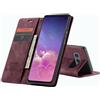 WenBaby CaseMe Cover per Samsung Galaxy S10e, Magnetica Cover a Libro con Slot per Schede, Custodia in PU Pelle Portafoglio per Samsung Galaxy S10e, Rosso