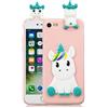 HopMore Compatibile con Cover iPhone SE 2020 / iPhone 7 / iPhone 8 Silicone Disegni 3D Divertenti Fantasia Gomma Morbido Custodia Antiurto Protettiva Slim TPU Case Bumper Molle Caso - Unicorno Rosa