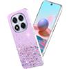 Yarxiawin Custodia per Xiaomi Redmi Note 14 Pro 5g Silicone Rosa, Effetto Glitter per Xiaomi Redmi Note 14 Pro Cover Trasparente Brillante Morbida Sottile Case Regalo per Donne (Viola)