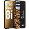 CUSTOMIZZA - Custodia cover nera morbida in tpu compatibile per Realme 8i custom nome scritta leopardato maculato donna marrone leopard