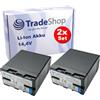 Trade-Shop 2 X batteria agli ioni di litio, 14,4 V/V, 4400 mAh per SONY PMW della ex 1 1R 3 PMW di F 3 3 K 3L PMW di 100 150 160 200 260 280 sostituisce bpu-60 bpu 30 bpu 65 bpu-95 BP 90 bpu U 30 60 65 90 95